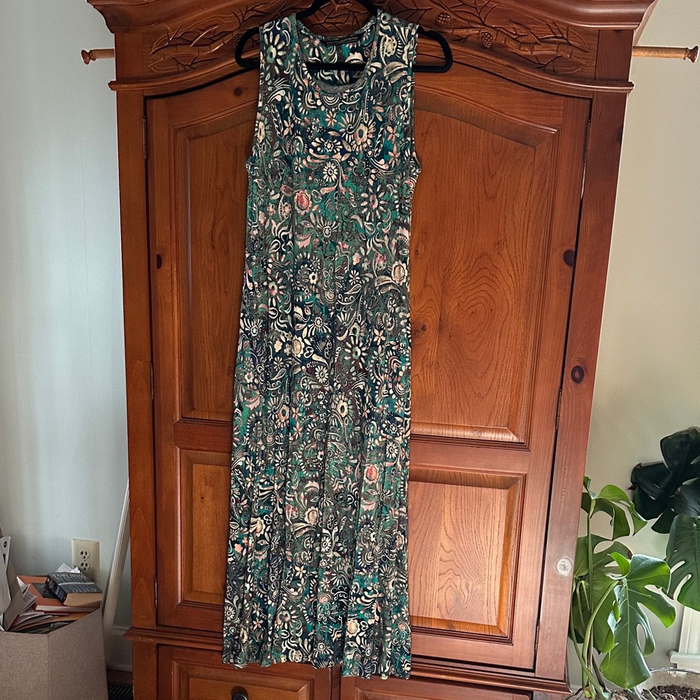 Peruvian Connection Green Floral Maxi Dress